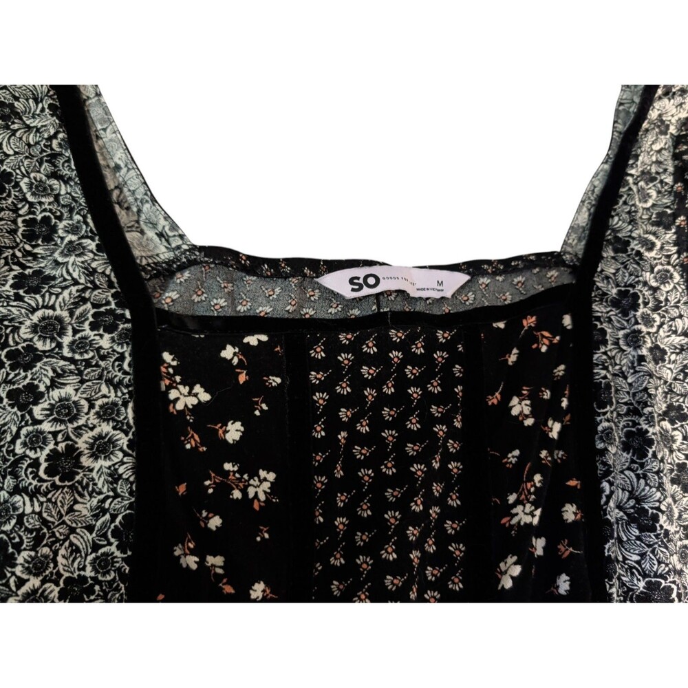 SO Black Floral Patchwork Peplum Blouse - Picture 3 of 3